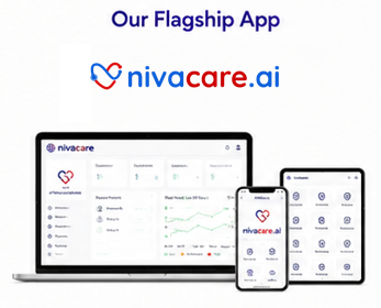 Nivacare flagship app shown across a laptop, tablet, and phone.